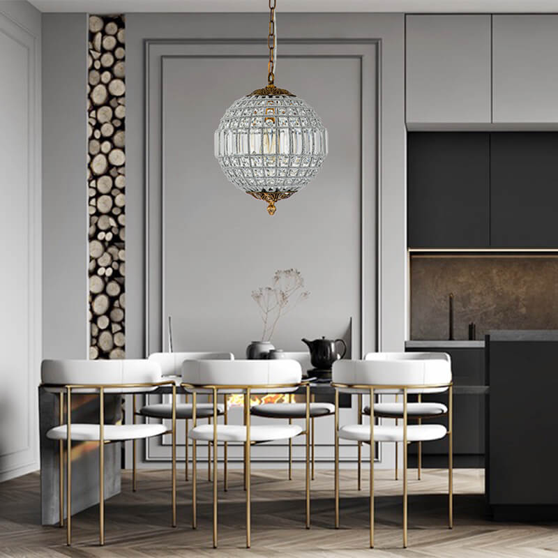 1/3/5 - Light French Glass Crystal Orb Chandelier - LightfixturesUAE