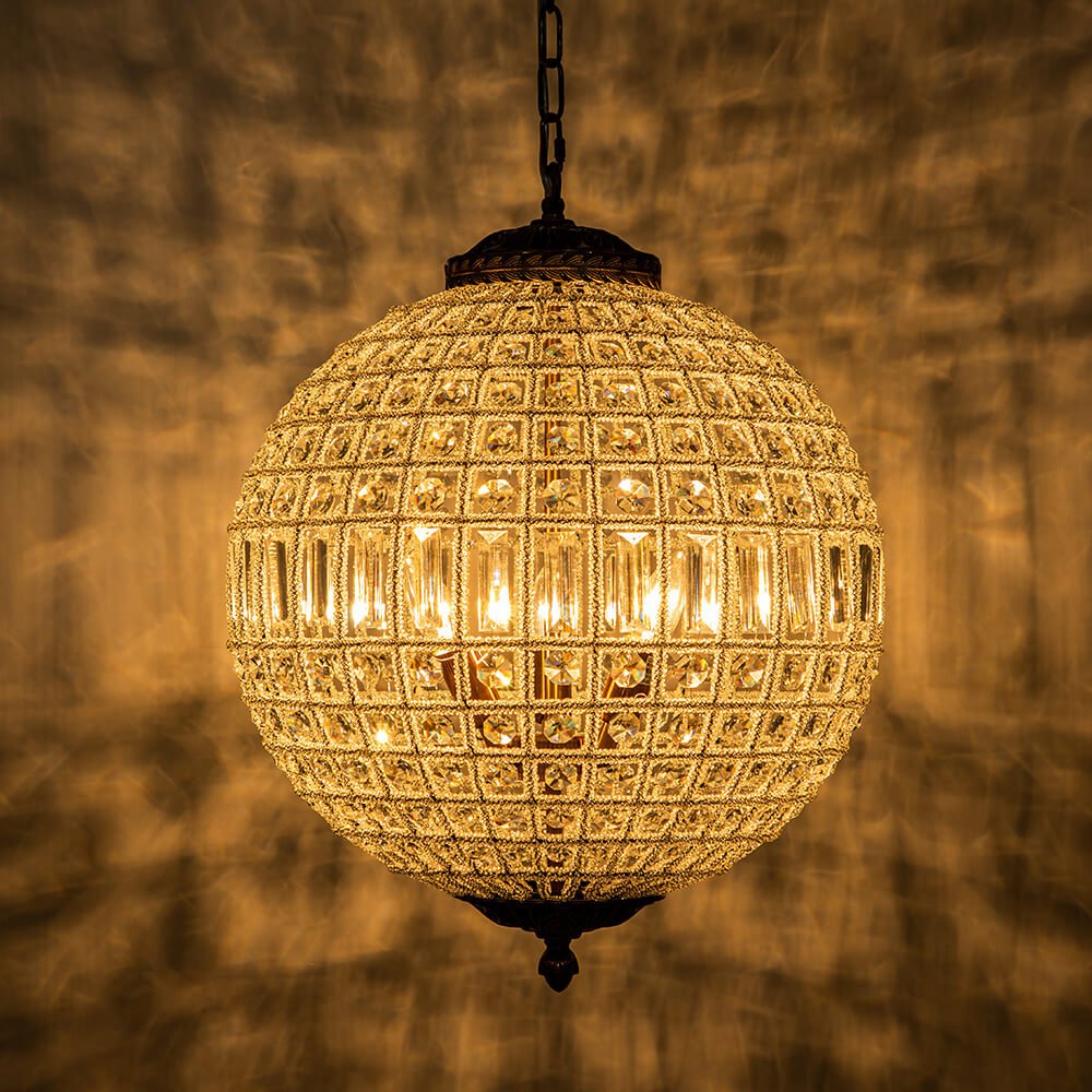 1/3/5 - Light French Glass Crystal Orb Chandelier - LightfixturesUAE