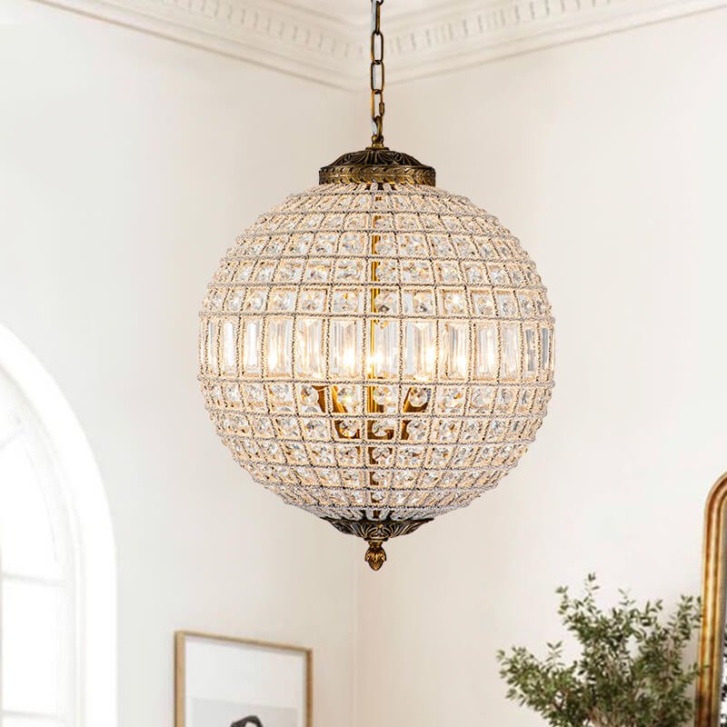 1/3/5 - Light French Glass Crystal Orb Chandelier - LightfixturesUAE