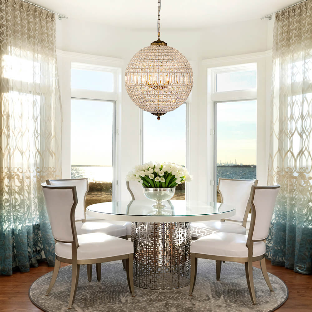 1/3/5 - Light French Glass Crystal Orb Chandelier - LightfixturesUAE