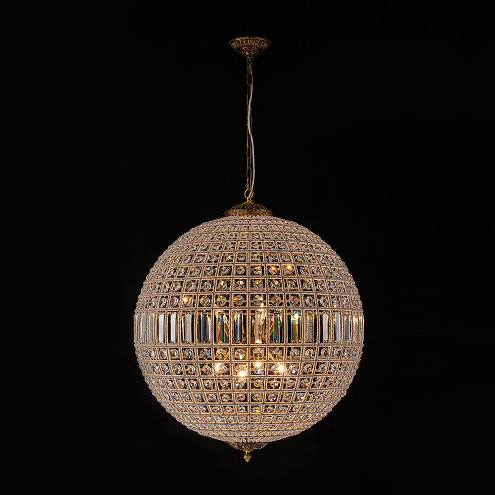1/3/5/8 - Light French Glass Crystal Orb Chandelier - LightfixturesUAE