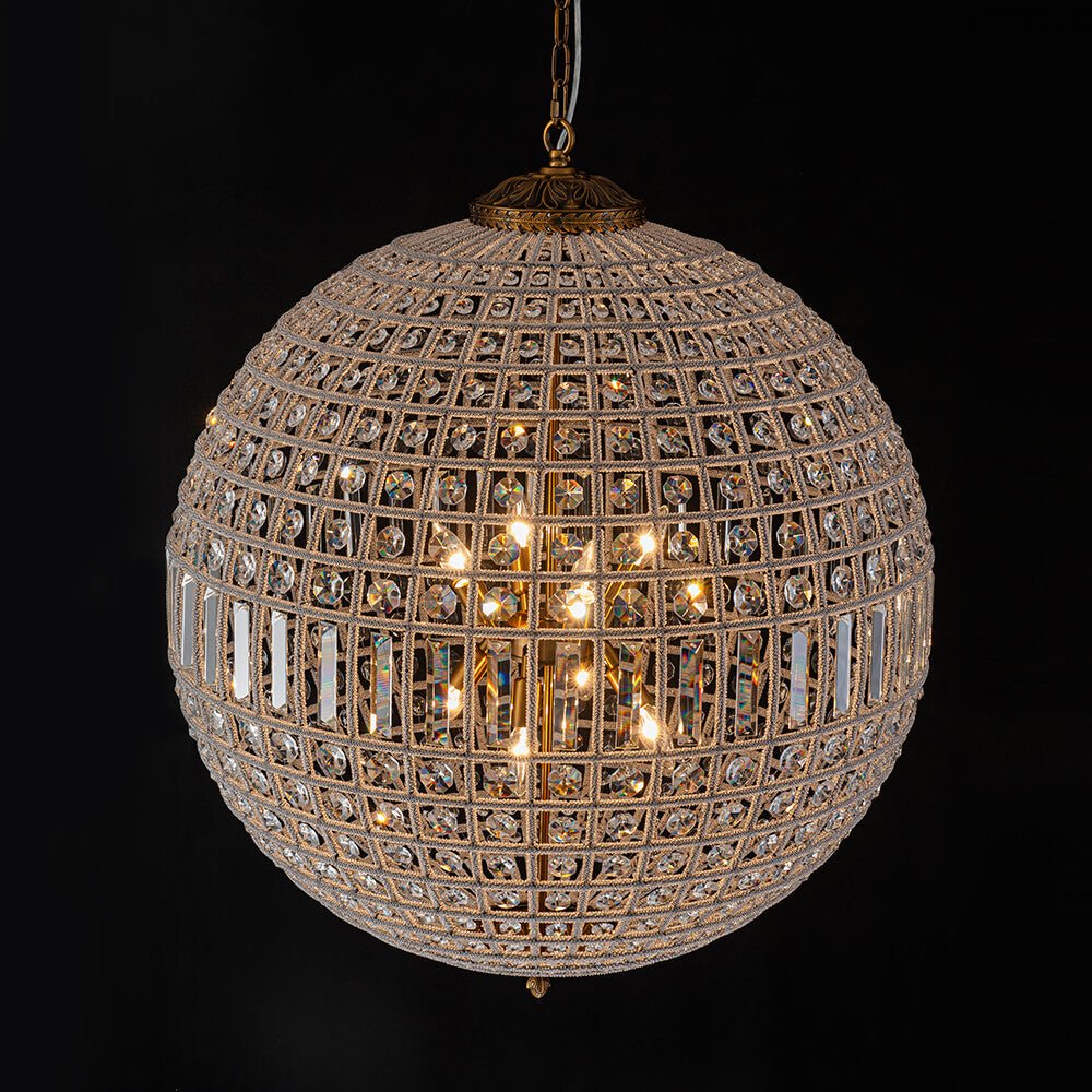 1/3/5/8 - Light French Glass Crystal Orb Chandelier - LightfixturesUAE