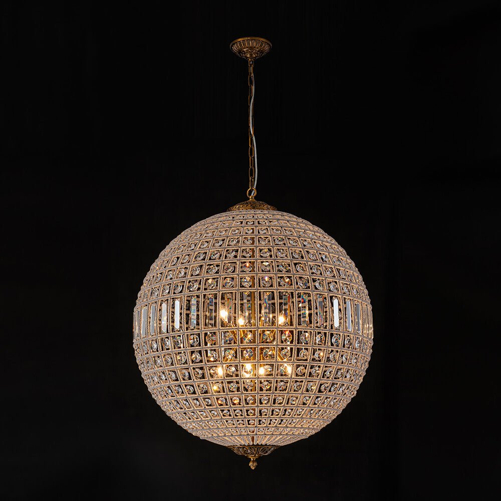 1/3/5/8 - Light French Glass Crystal Orb Chandelier - LightfixturesUAE