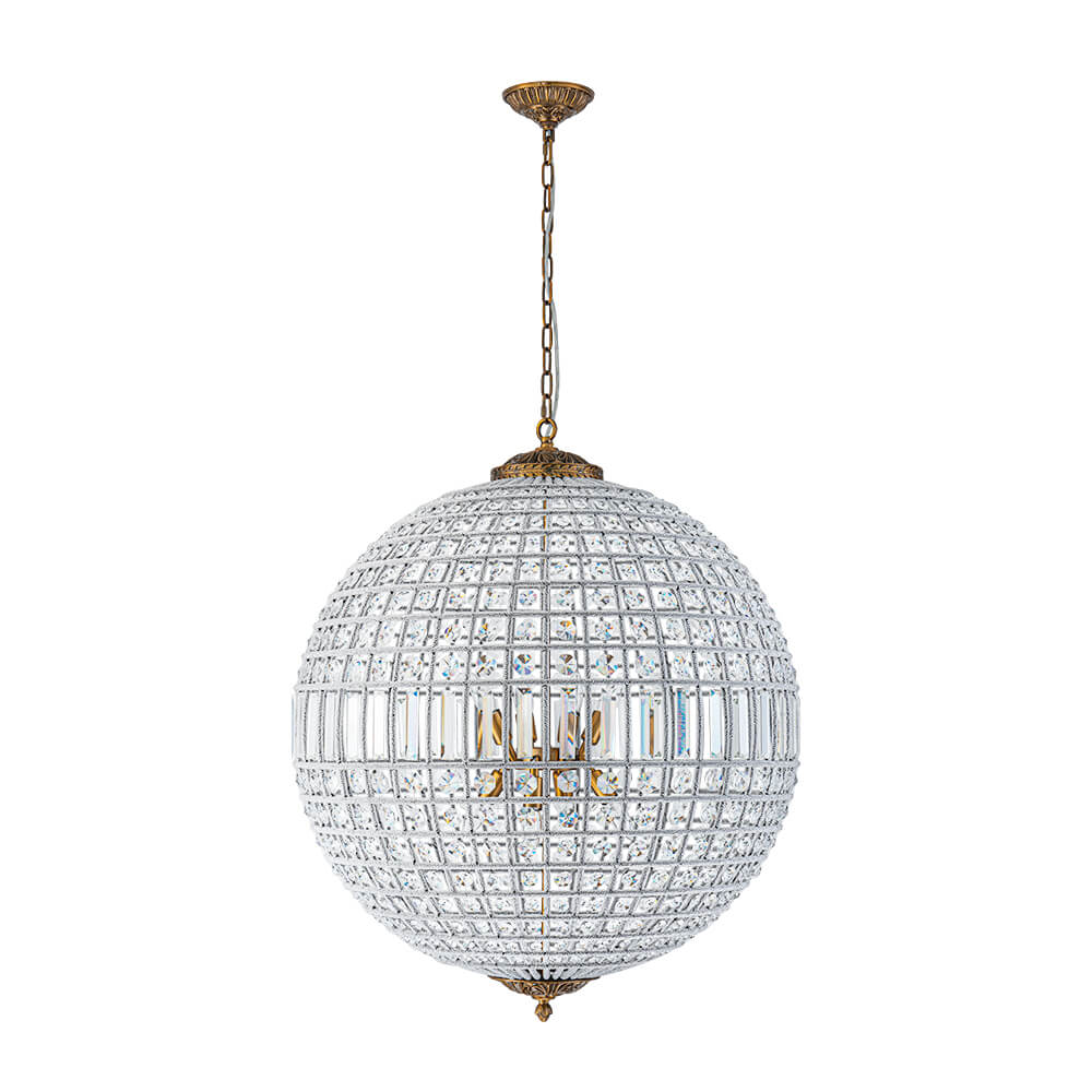 1/3/5/8 - Light French Glass Crystal Orb Chandelier - LightfixturesUAE