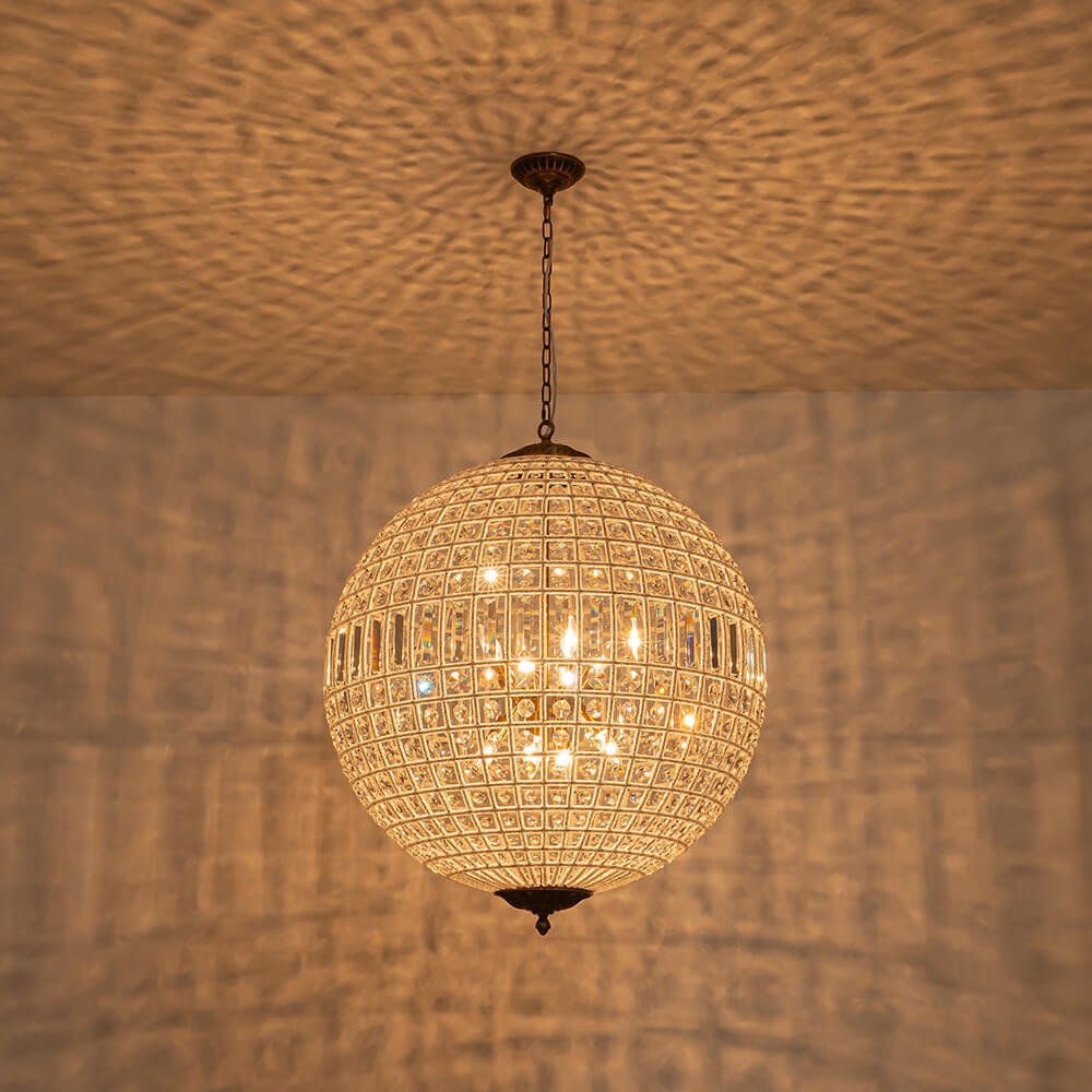 1/3/5/8 - Light French Glass Crystal Orb Chandelier - LightfixturesUAE