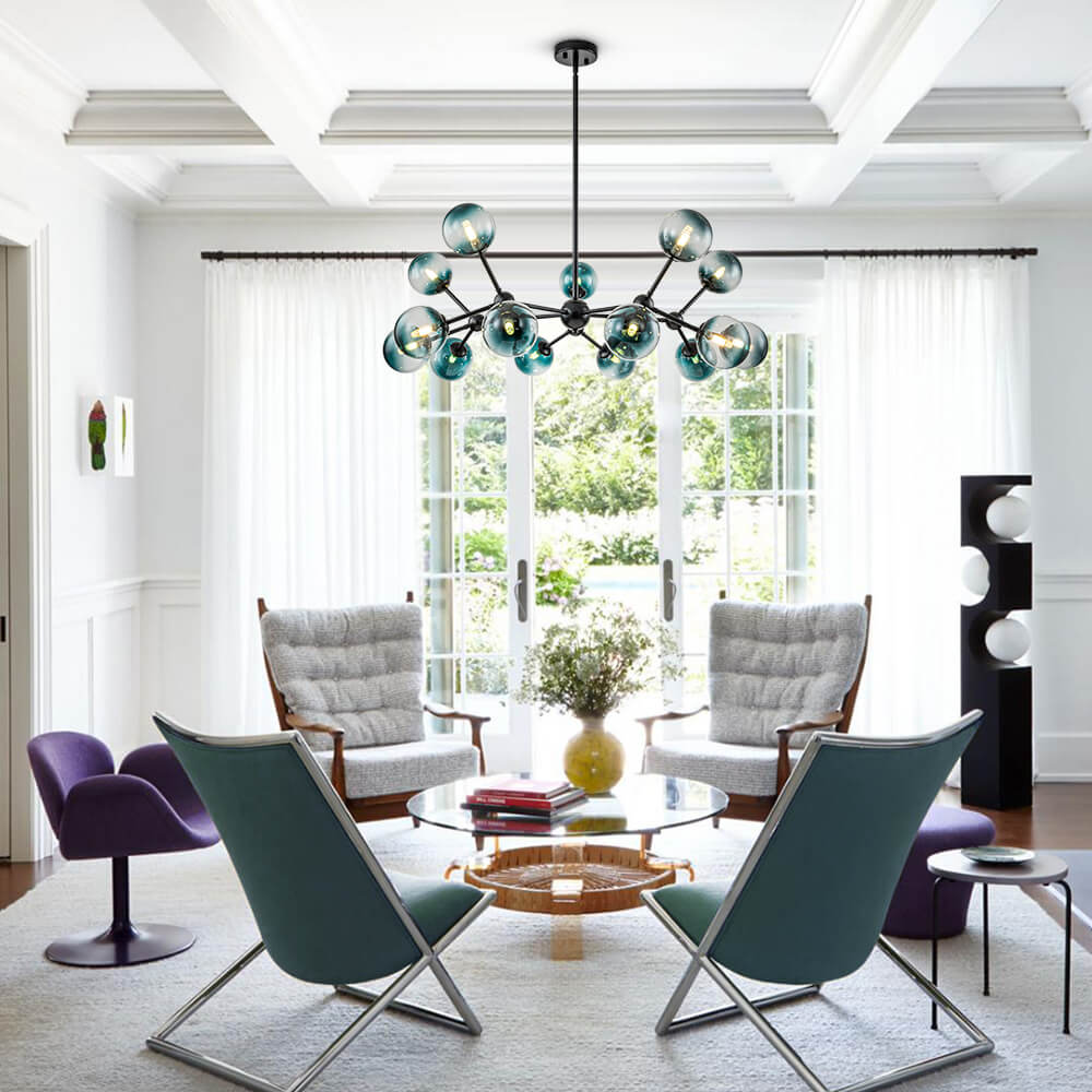 15 - Light Modern Gradient Glass Globe Sputnik Branch Chandelier - LightfixturesUAE