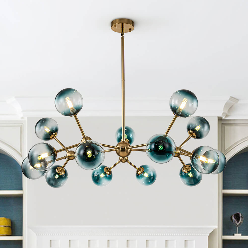 15 - Light Modern Gradient Glass Globe Sputnik Branch Chandelier - LightfixturesUAE