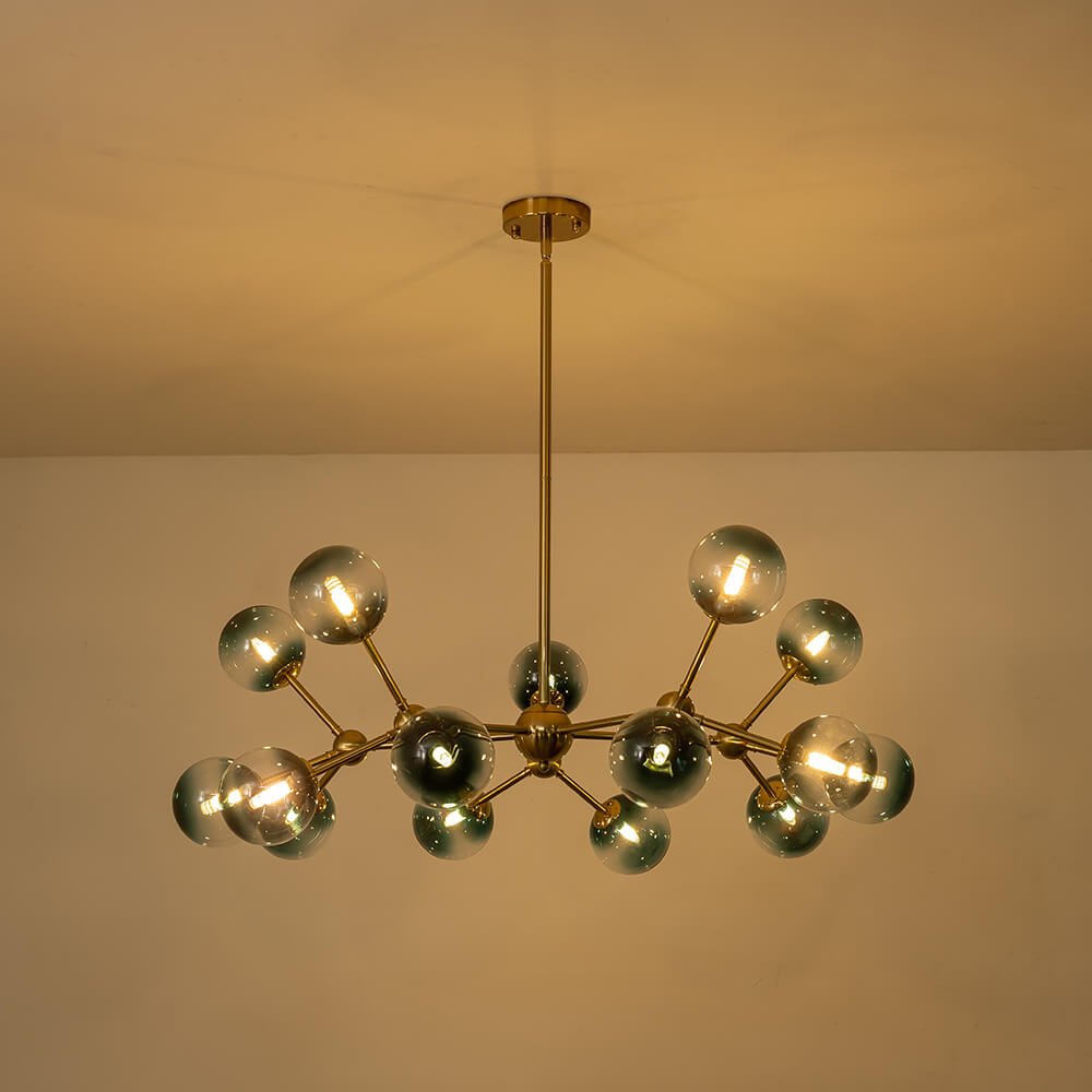 15 - Light Modern Gradient Glass Globe Sputnik Branch Chandelier - LightfixturesUAE