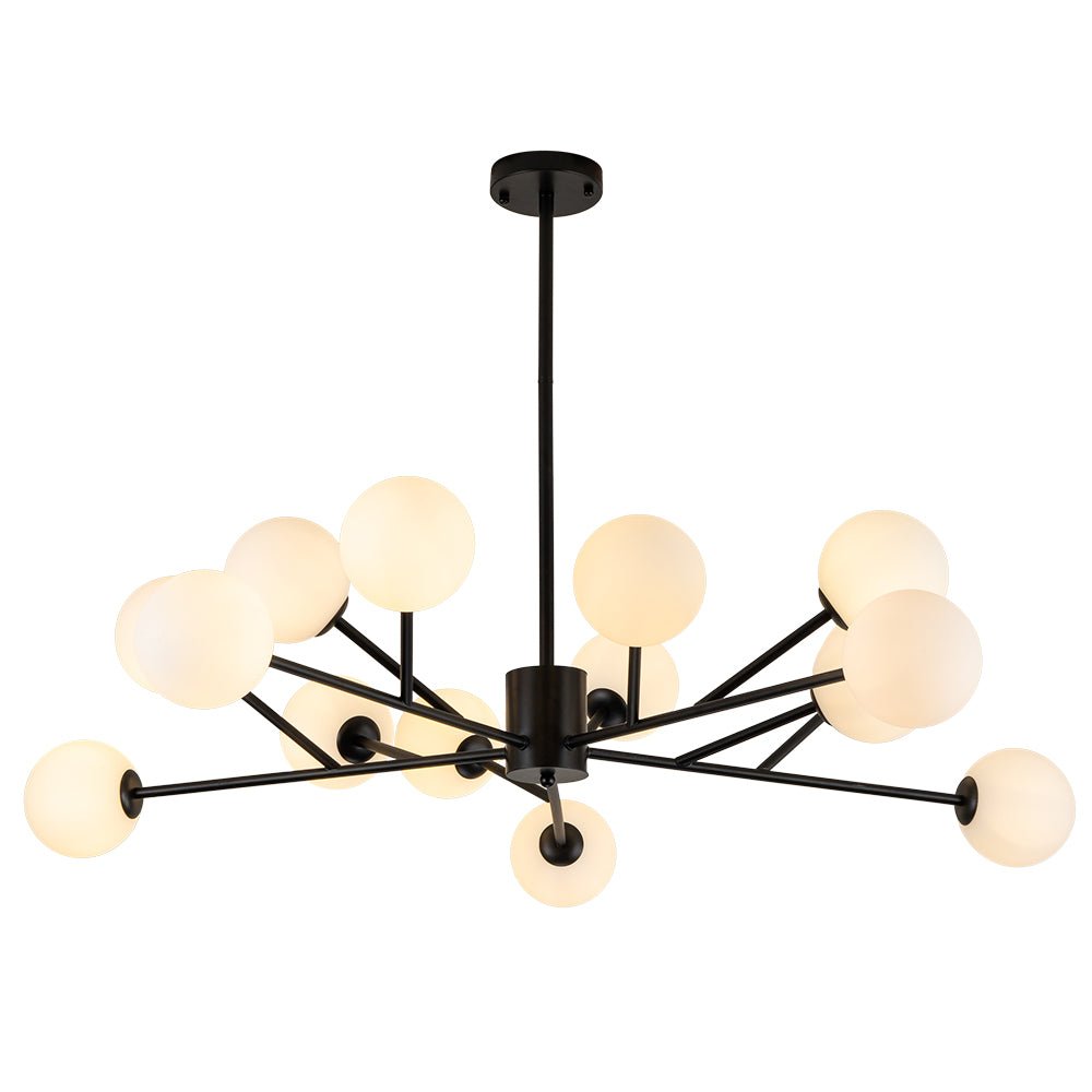 15 - Light Modern Sputnik Silhouette Opal Globes Bubble Chandelier - LightfixturesUAE