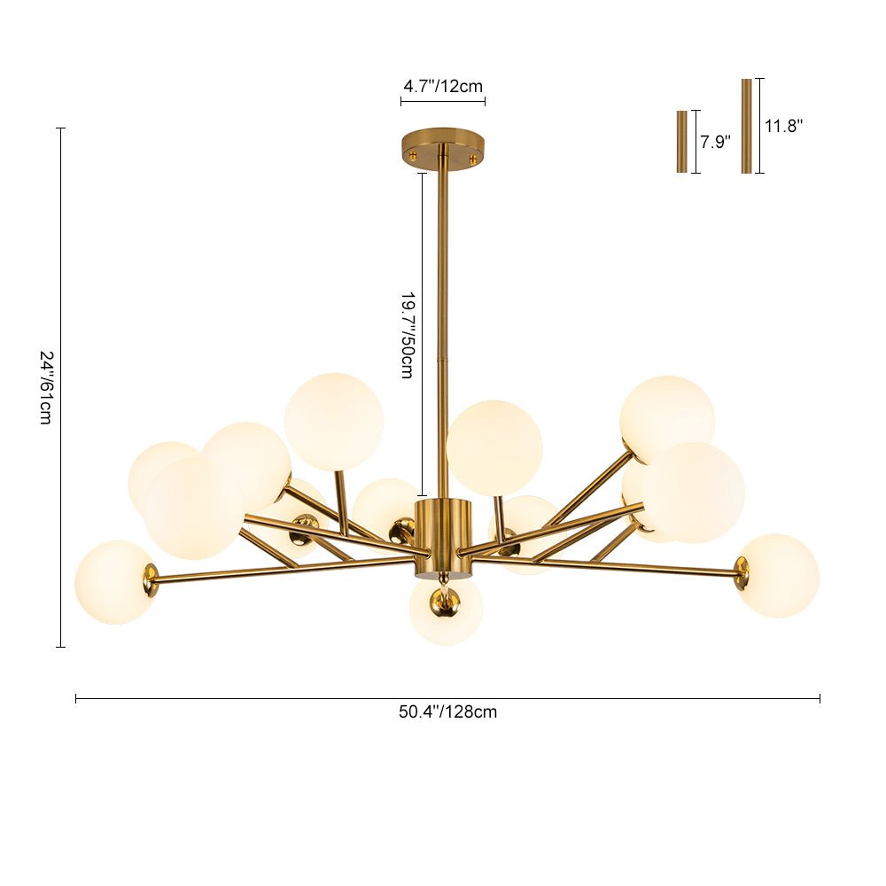 15 - Light Modern Sputnik Silhouette Opal Globes Bubble Chandelier - LightfixturesUAE