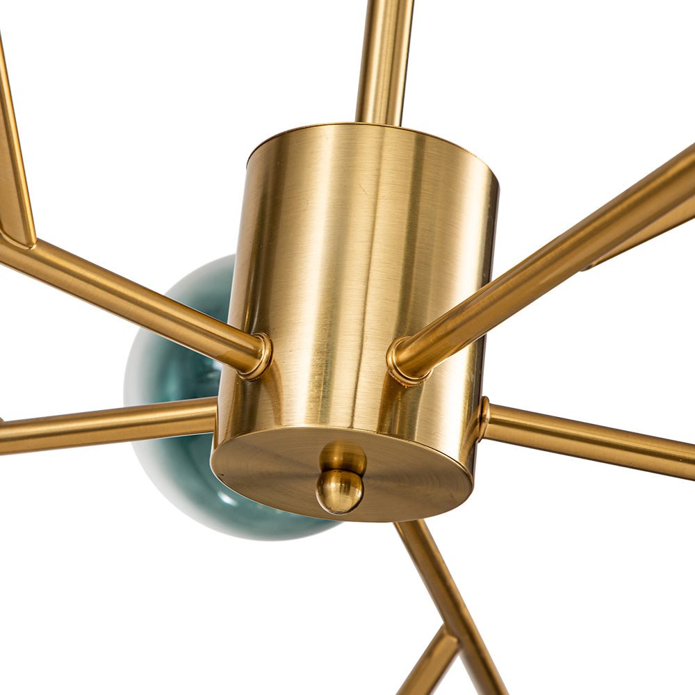 15 - Light Sputnik Branching Blue Glass Globe Chandelier - LightfixturesUAE
