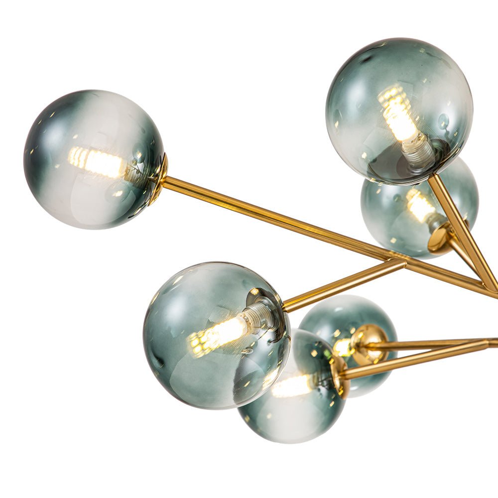 15 - Light Sputnik Branching Blue Glass Globe Chandelier - LightfixturesUAE