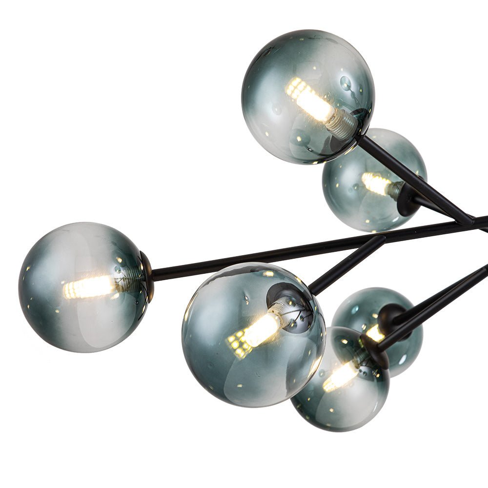 15 - Light Sputnik Branching Blue Glass Globe Chandelier - LightfixturesUAE