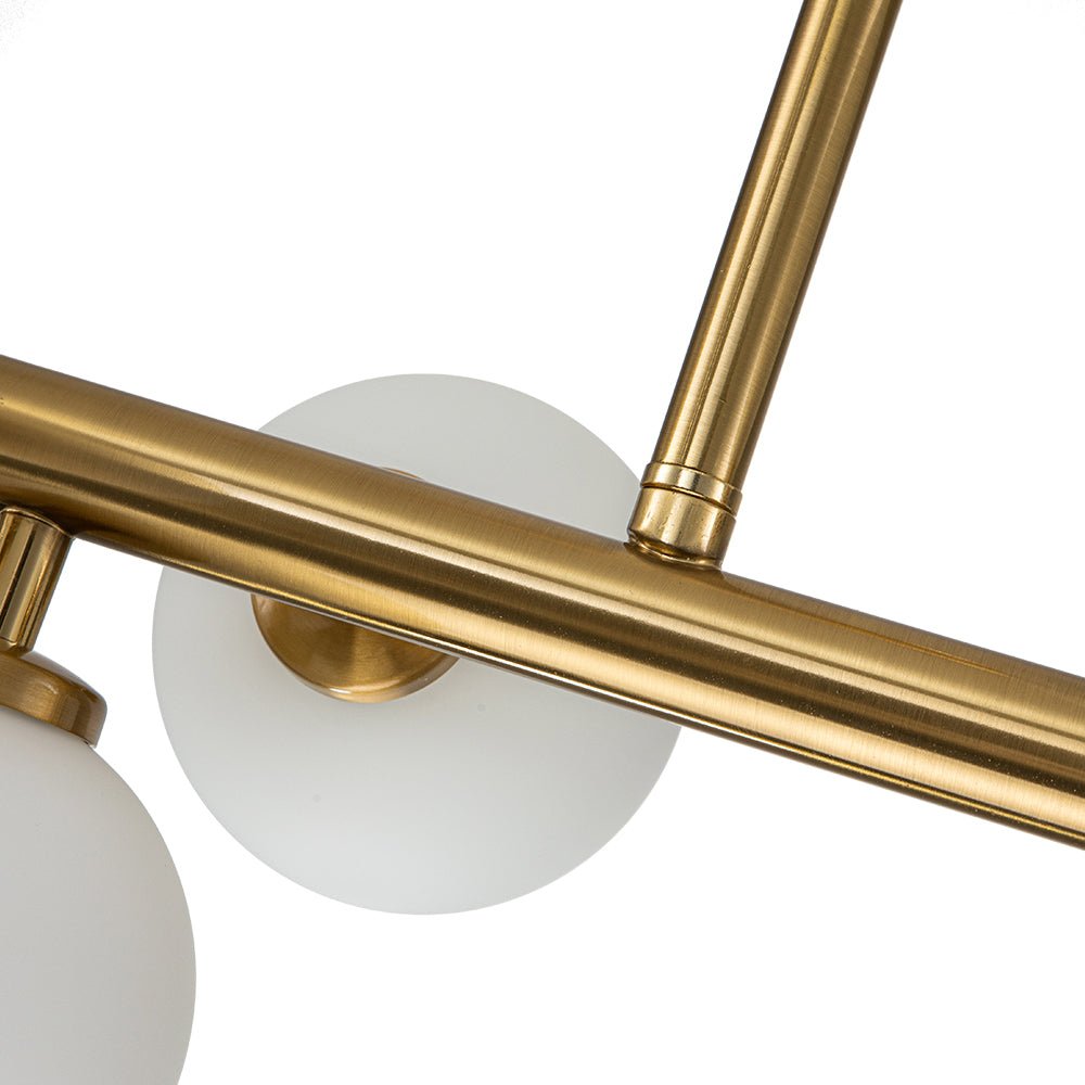 16 - Light Linear Milky Glass Globe Chandelier - LightfixturesUAE