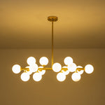 16 - Light Linear Milky Glass Globe Chandelier - LightfixturesUAE