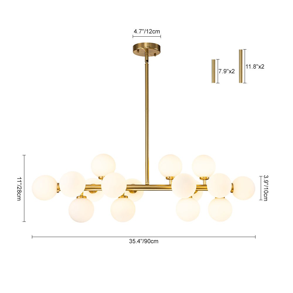 16 - Light Linear Milky Glass Globe Chandelier - LightfixturesUAE