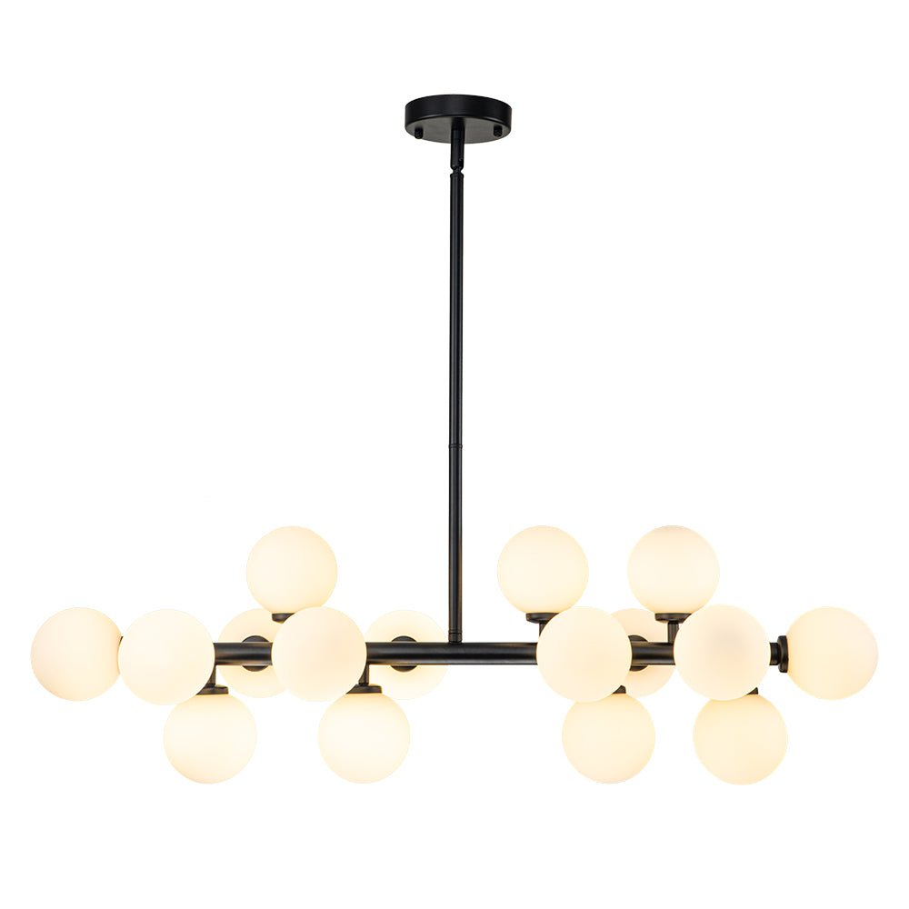 16 - Light Linear Milky Glass Globe Chandelier - LightfixturesUAE