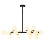 16 - Light Linear Milky Glass Globe Chandelier - LightfixturesUAE