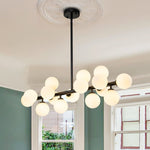 16 - Light Linear Milky Glass Globe Chandelier - LightfixturesUAE