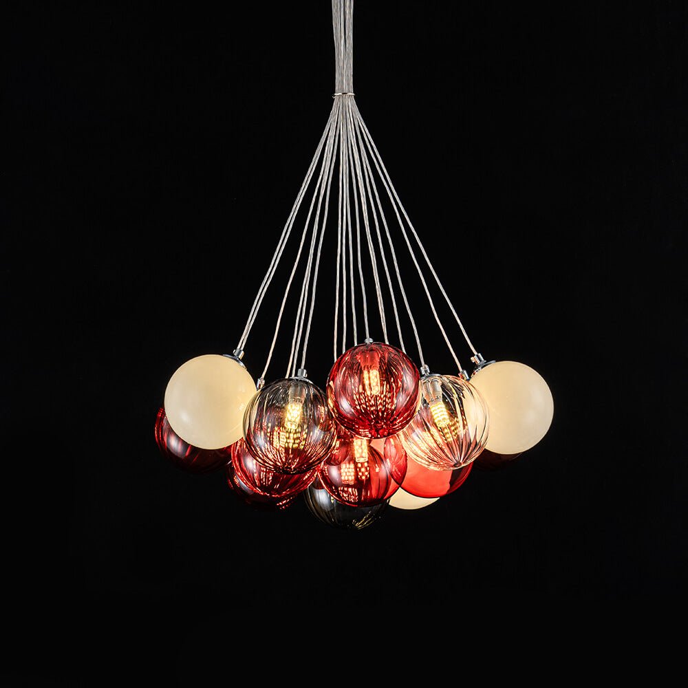 16/19 - Light Multi - Color Cluster Ribbed Glass Bubble Chandelier - LightfixturesUAE