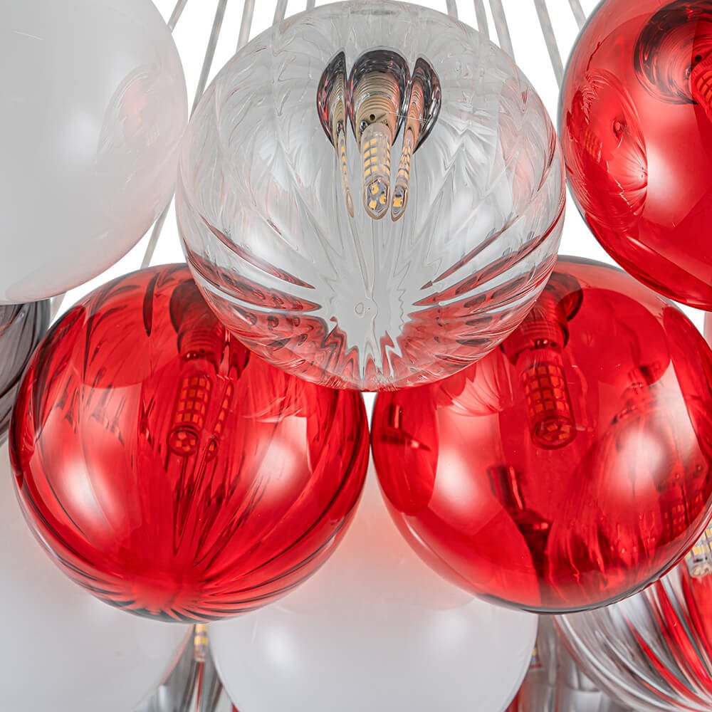 16/19 - Light Multi - Color Cluster Ribbed Glass Bubble Chandelier - LightfixturesUAE