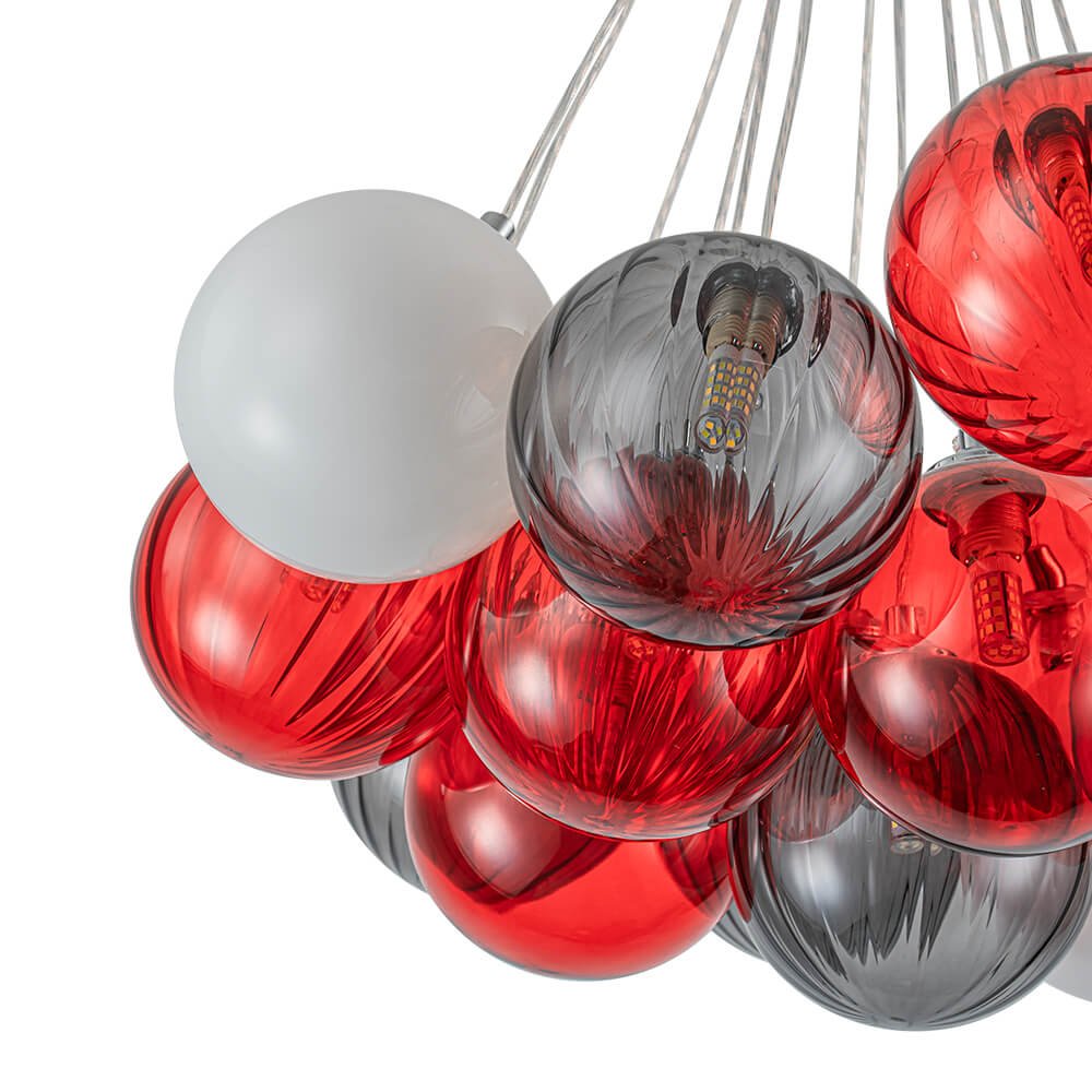 16/19 - Light Multi - Color Cluster Ribbed Glass Bubble Chandelier - LightfixturesUAE