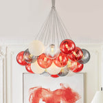 16/19 - Light Multi - Color Cluster Ribbed Glass Bubble Chandelier - LightfixturesUAE