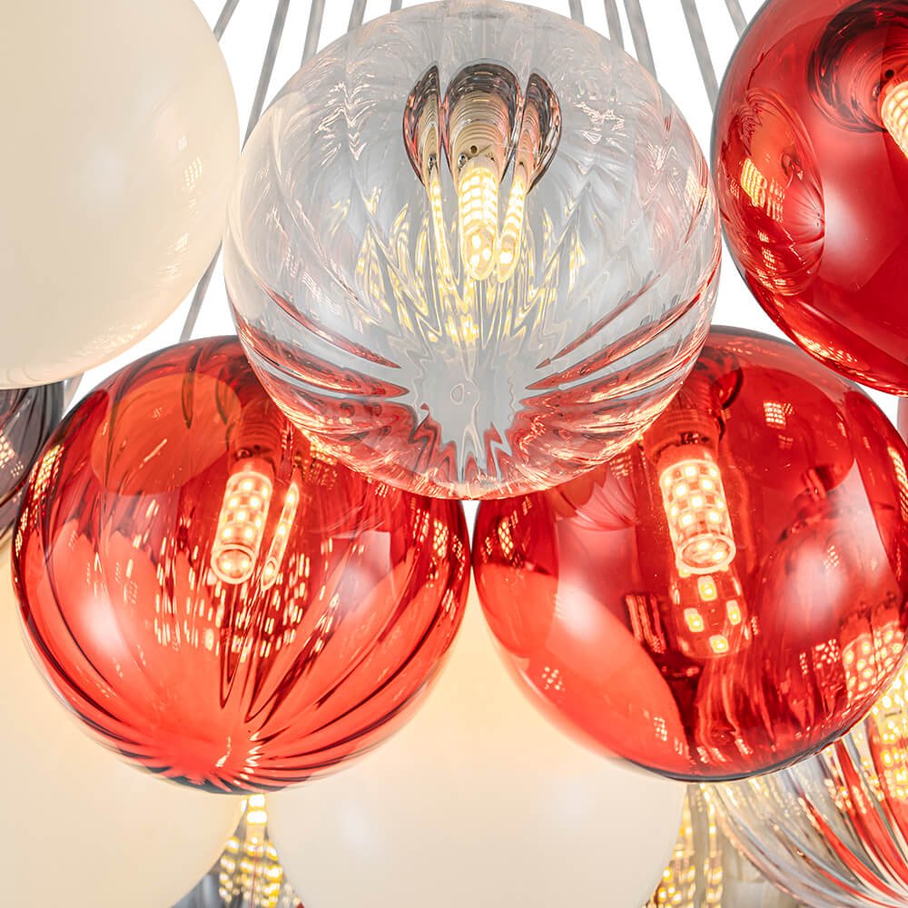 16/19 - Light Multi - Color Cluster Ribbed Glass Bubble Chandelier - LightfixturesUAE