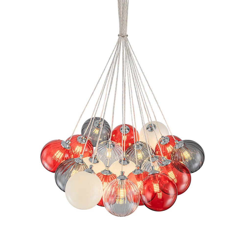 16/19 - Light Multi - Color Cluster Ribbed Glass Bubble Chandelier - LightfixturesUAE