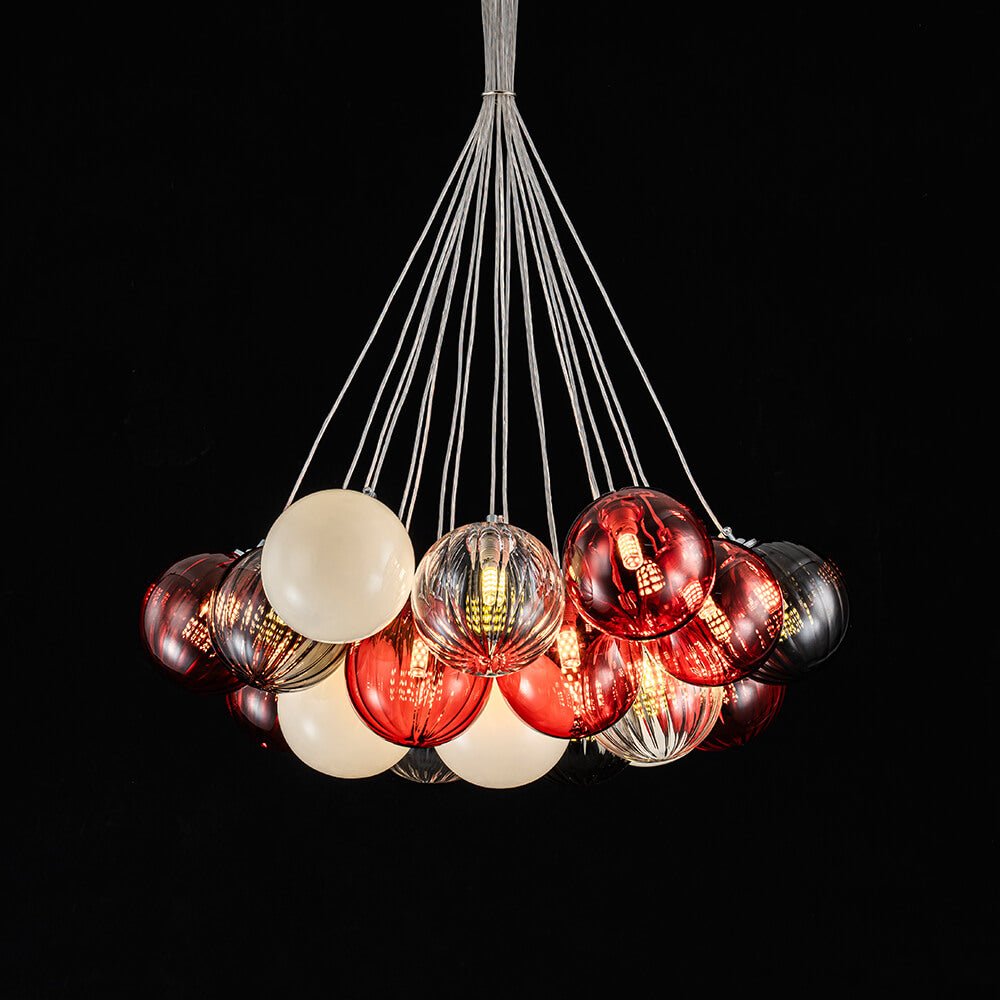 16/19 - Light Multi - Color Cluster Ribbed Glass Bubble Chandelier - LightfixturesUAE