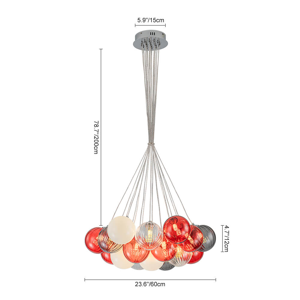 16/19 - Light Multi - Color Cluster Ribbed Glass Bubble Chandelier - LightfixturesUAE