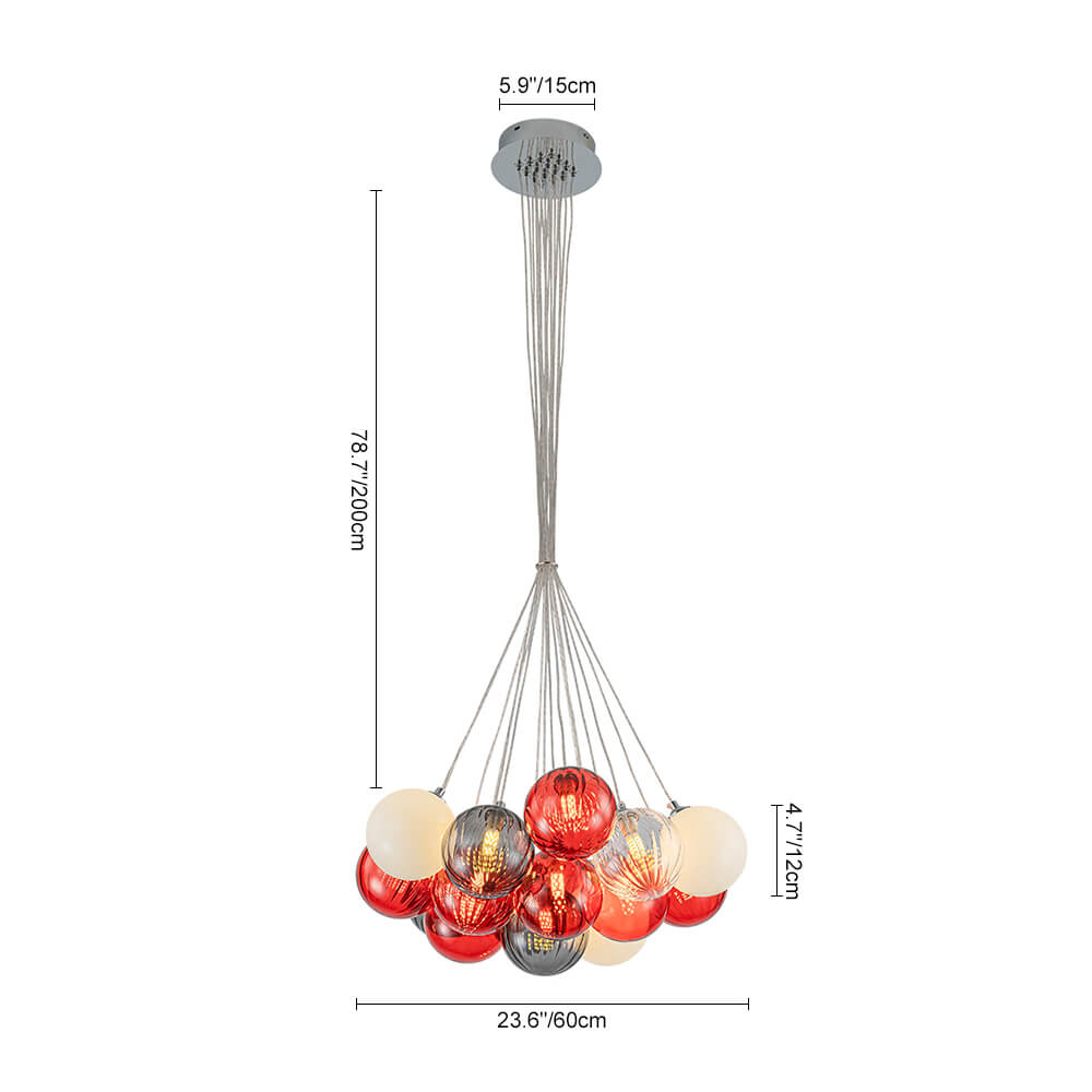 16/19 - Light Multi - Color Cluster Ribbed Glass Bubble Chandelier - LightfixturesUAE