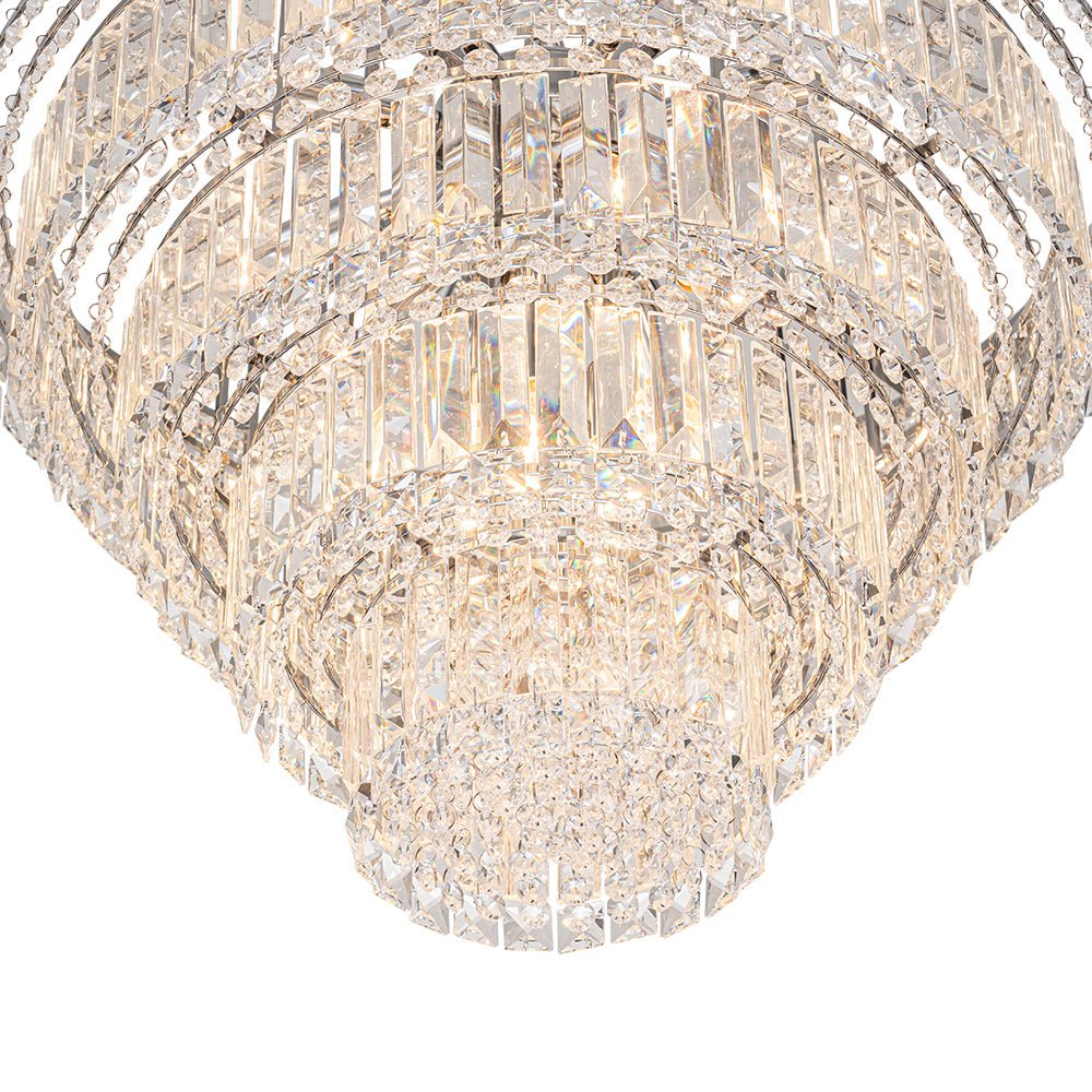 17 - Light Dimmable Modern Tassel Crystal Tiered Chandelier - LightfixturesUAE
