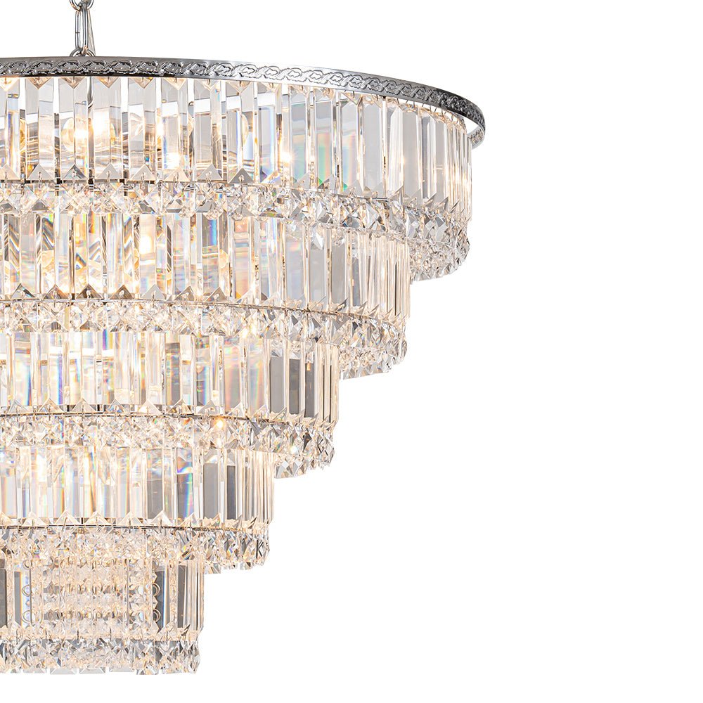 17 - Light Dimmable Modern Tassel Crystal Tiered Chandelier - LightfixturesUAE
