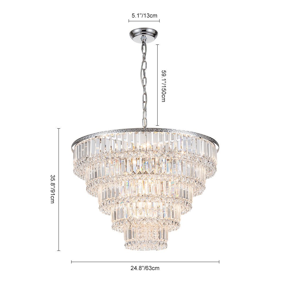 17 - Light Dimmable Modern Tassel Crystal Tiered Chandelier - LightfixturesUAE