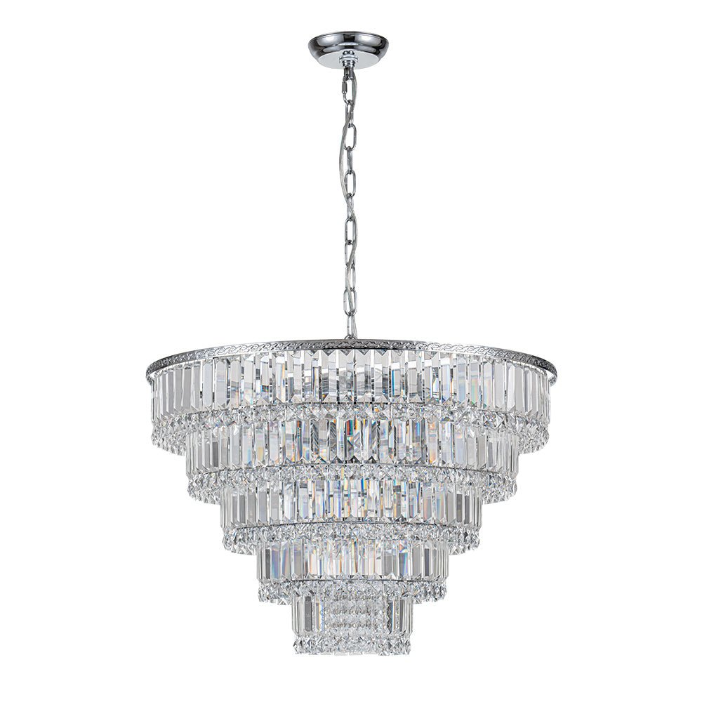 17 - Light Dimmable Modern Tassel Crystal Tiered Chandelier - LightfixturesUAE