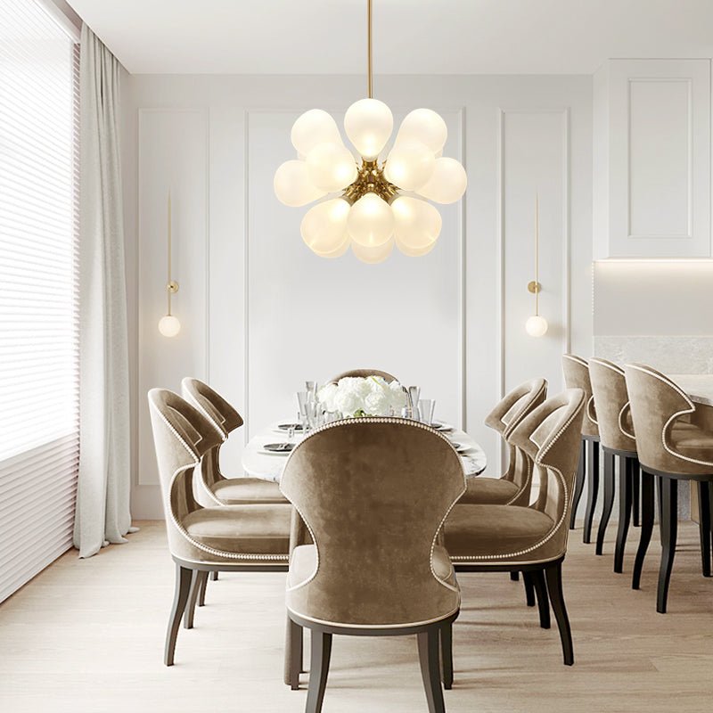 18 - Light Modern Opal Glass Bubble Cluster White Chandelier - LightfixturesUAE