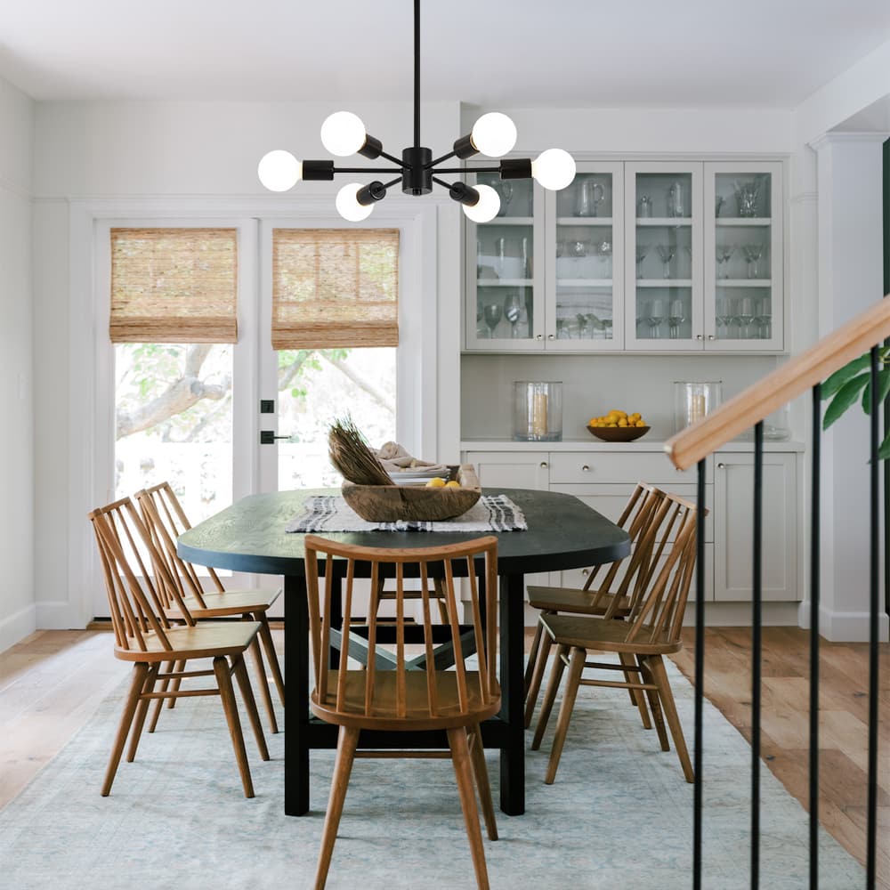 6-Light Minimalist Black Sputnik Chandelier