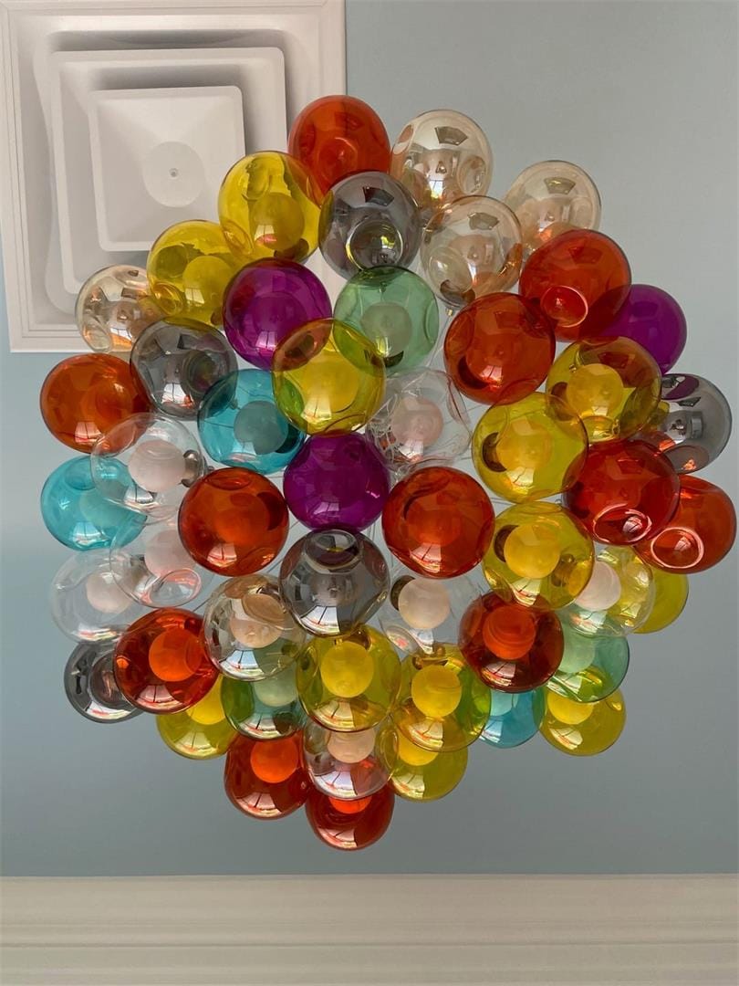 25-Light Modern Colored Bubble Cluster Globes Chandelier