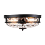 Add a unique warmth and modern touch to your space with this exquisite 2-light stone ripple clear glass flush mount ceiling light. Made of glass and metal, this ceiling light features a solid oil-rubbed bronze/brass metal frame and a delicate stone water-rippled glass shade, which is both practical and beautiful.