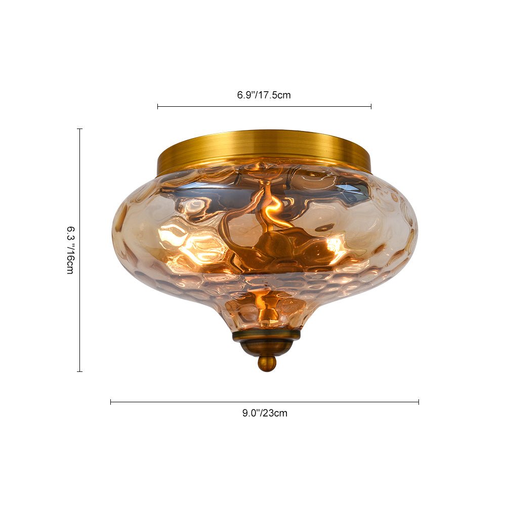 2 - Light Mid - century Hammer Glass Flush Mount Ceiling Light - LightfixturesUAE