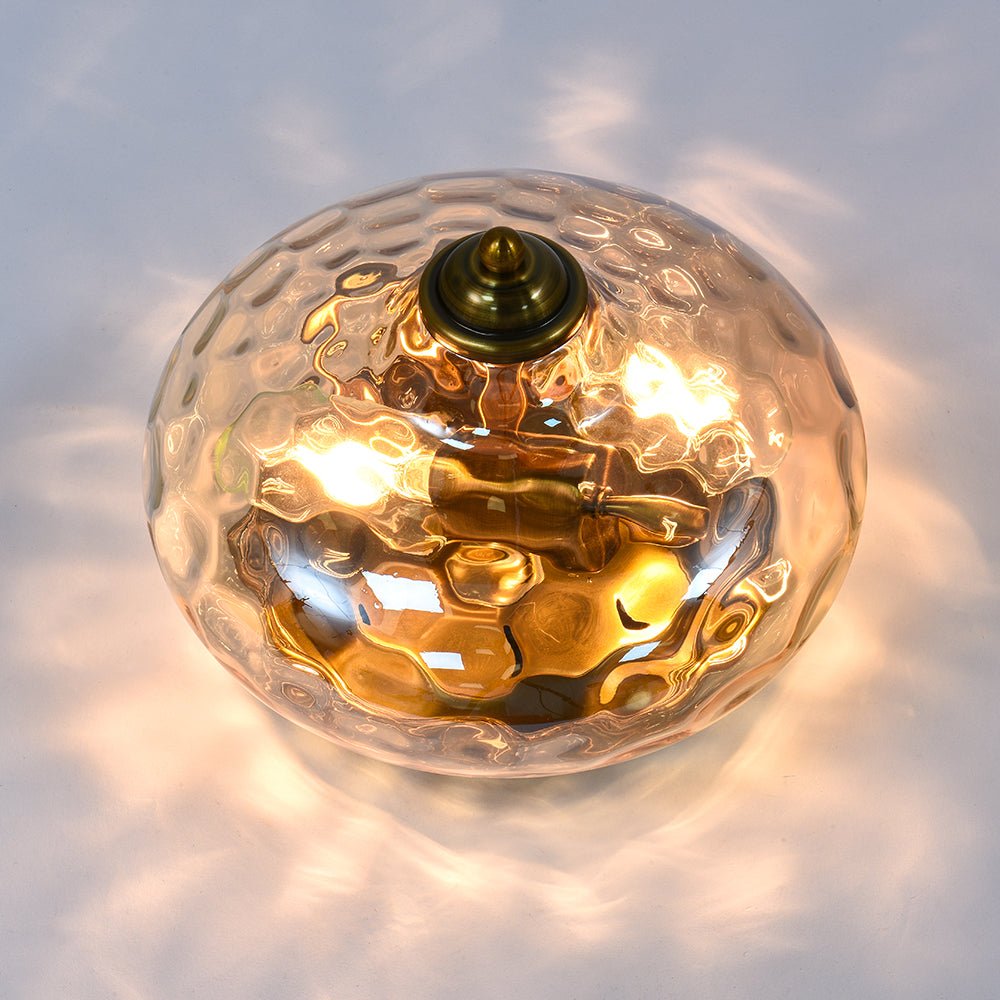 2 - Light Mid - century Hammer Glass Flush Mount Ceiling Light - LightfixturesUAE
