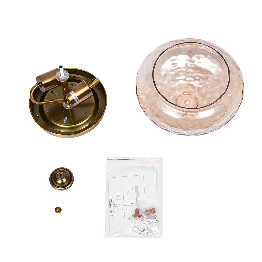 2 - Light Mid - century Hammer Glass Flush Mount Ceiling Light - LightfixturesUAE