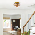 2 - Light Mid - century Hammer Glass Flush Mount Ceiling Light - LightfixturesUAE