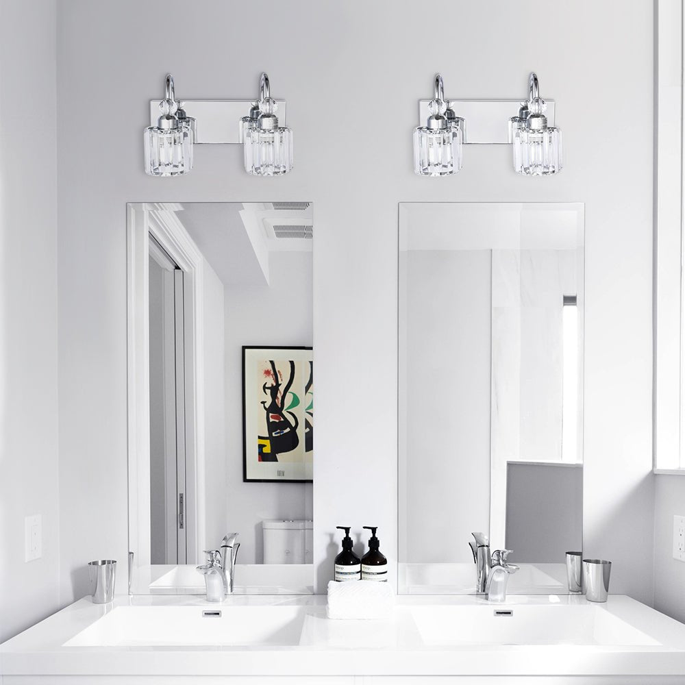 2 - Light Modern Crystal Bathroom Vanity Light - LightfixturesUAE
