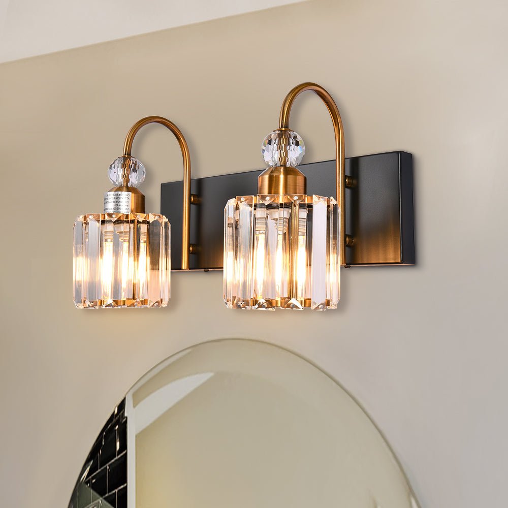 2 - Light Modern Crystal Bathroom Vanity Light - LightfixturesUAE