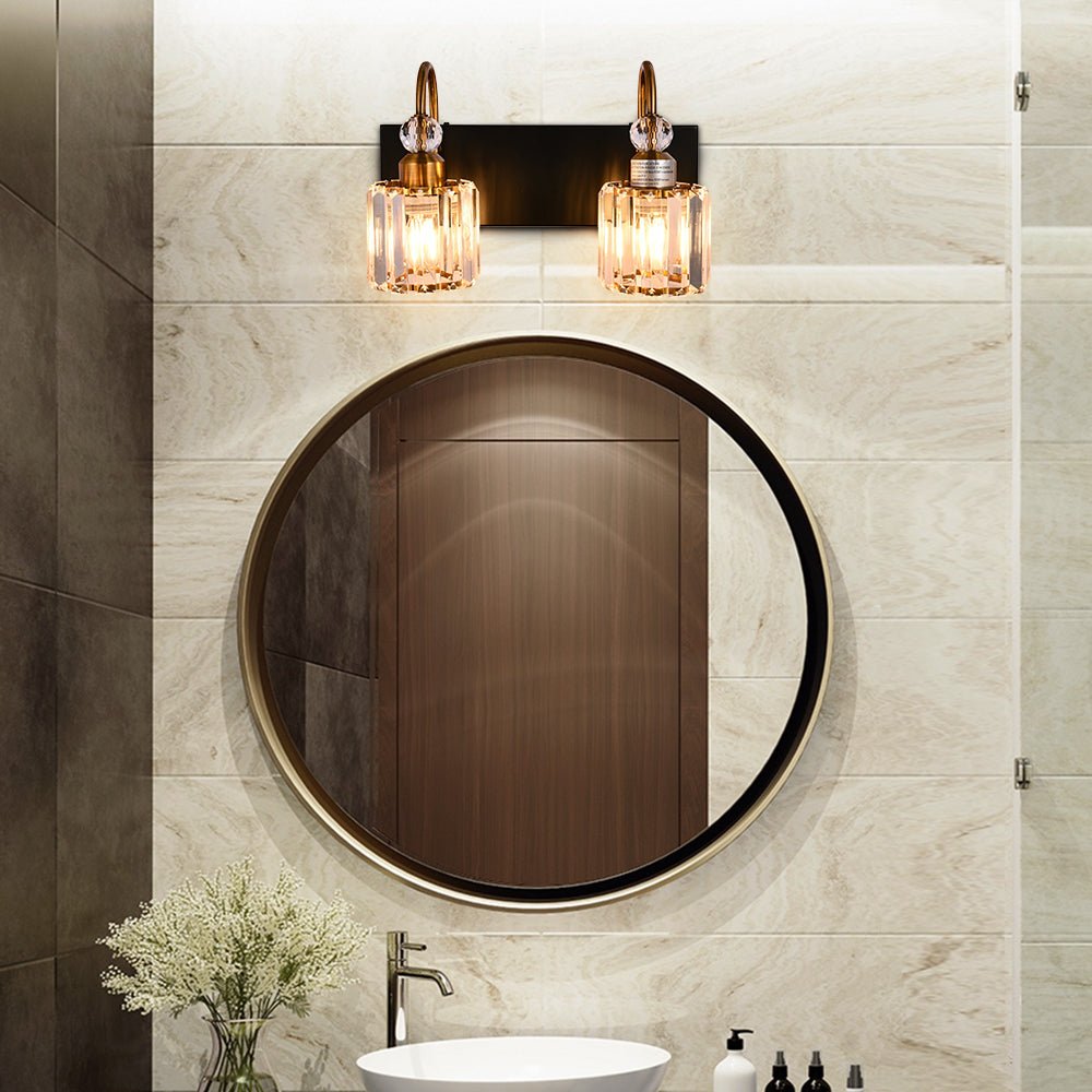 2 - Light Modern Crystal Bathroom Vanity Light - LightfixturesUAE