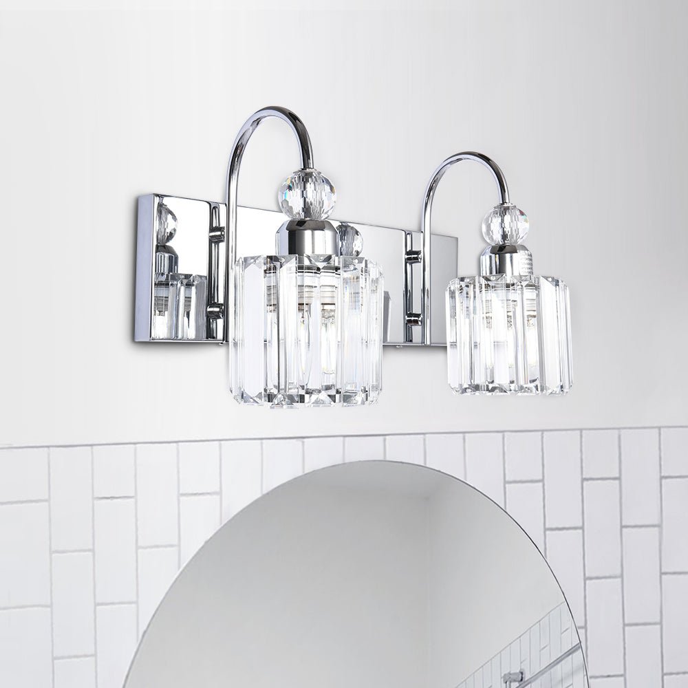 2 - Light Modern Crystal Bathroom Vanity Light - LightfixturesUAE
