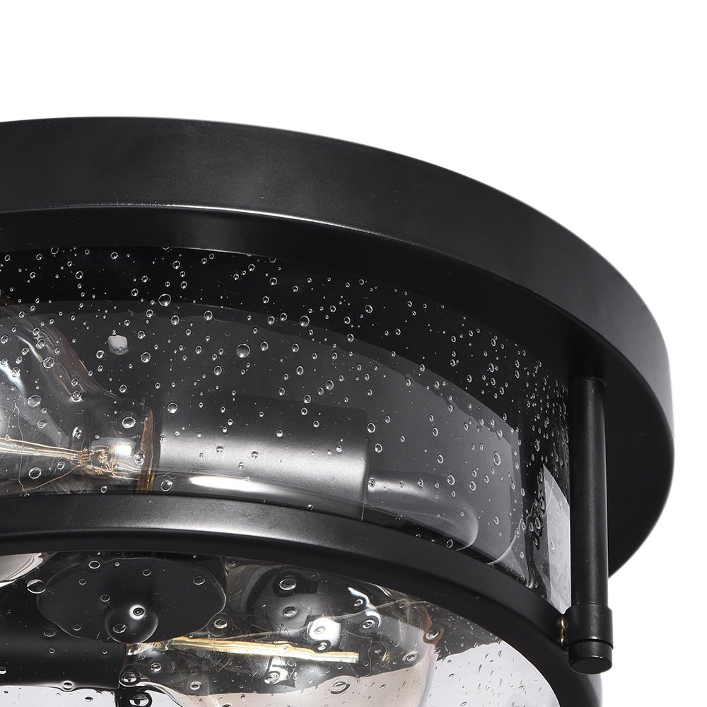 2 - Light Modern Farmhouse Seeded Glass Flush Mount - LightfixturesUAE