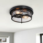 2 - Light Modern Farmhouse Seeded Glass Flush Mount - LightfixturesUAE